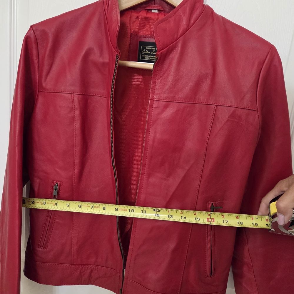 Women's Australian Red Leather Jacket - Picture 6 of 7